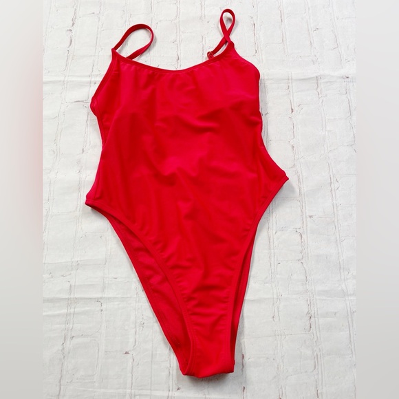 Wild Fable NWT red one piece swimsuit extra cheeky extra high leg multiple sizes - Picture 1 of 7
